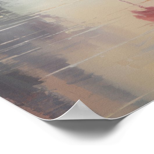 Flamingos Seascape Dschungel Wasserfarbe Printwerb Poster (Ecke)