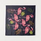 Flamingos Set, Tropenvogel Vintag. Wandteppich (Vorderseite (Horizontal))