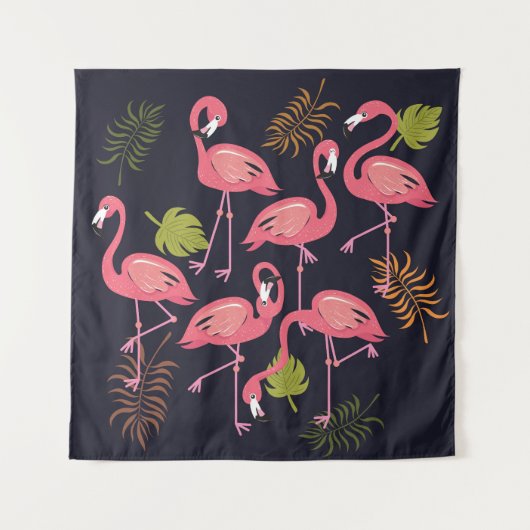 Flamingos Set, Tropenvogel Vintag. Wandteppich (Vorderseite)