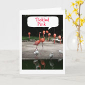 FLAMINGOS SIND "TICKLED PINK" ES IST IHR GEBURTSTA KARTE (Gelbe Blume)