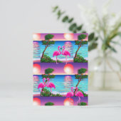 Flamingos Sonne Postkarte (Stehend Vorderseite)