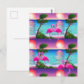 Flamingos Sonne Postkarte (Vorne/Hinten)