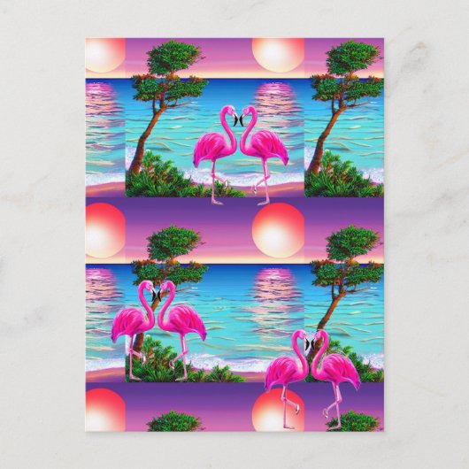 Flamingos Sonne Postkarte (Vorderseite)