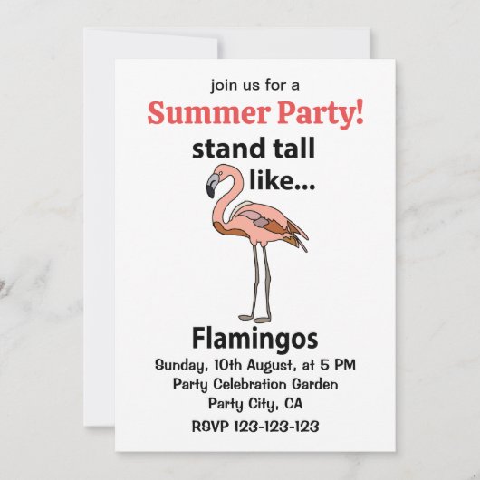 Flamingos Stand groß wie Flamingos Flamingos Flami Einladung (Vorderseite)