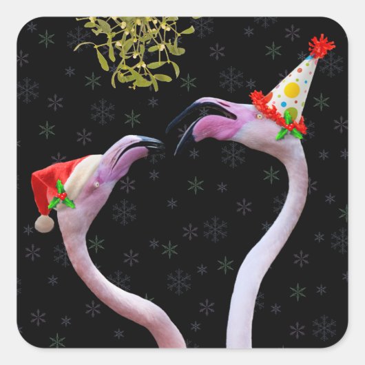 Flamingos-Sticker Quadratischer Aufkleber (Vorderseite)