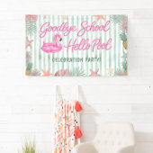 Flamingos Streifen Abschied Schule Hallo Pool Banner (Insitu)
