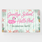Flamingos Streifen Abschied Schule Hallo Pool Banner (Horizontal)