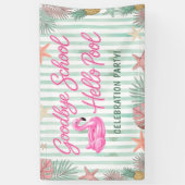 Flamingos Streifen Abschied Schule Hallo Pool Banner (Vertikal)