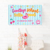 Flamingos Streifen Abschied Schule Hallo Pool Banner (Insitu)