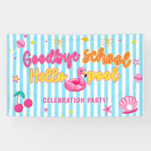 Flamingos Streifen Abschied Schule Hallo Pool Banner (Horizontal)