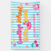 Flamingos Streifen Abschied Schule Hallo Pool Banner (Vertikal)