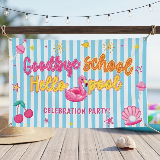 Flamingos Streifen Abschied Schule Hallo Pool Banner
