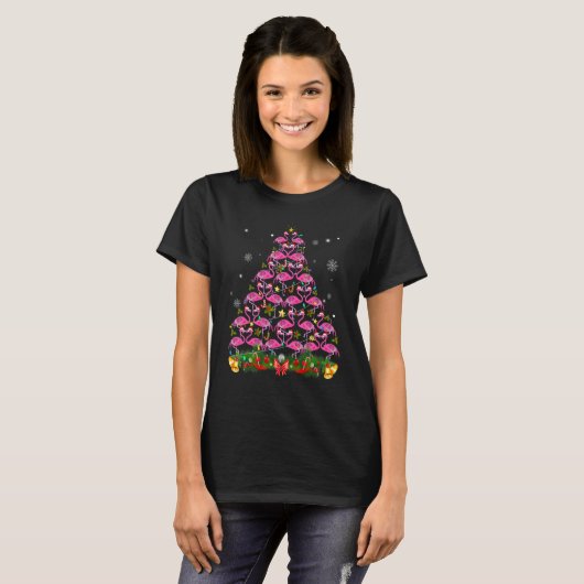 Flamingos Tree Lights Christmas Flamingo Lovers Xm T-Shirt (Vorne ganz)