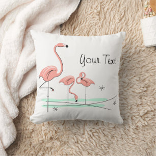 Flamingos Trio 4 "Dein Text" Quadrat Kissen