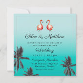 Flamingos Tropical Beach Einladung zur Hochzeit (Vorderseite)