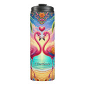 Flamingos Tropical Beach Paradise Thermosbecher (Vorderseite)