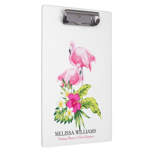 Flamingos & Tropical Blume Bouquet Klemmbrett (Rechts)