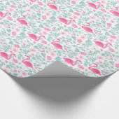 Flamingos & Tropical Blume Illustrationsmuster Geschenkpapier (Ecke)