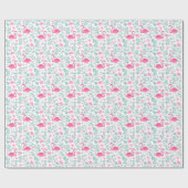 Flamingos & Tropical Blume Illustrationsmuster Geschenkpapier (Flach)