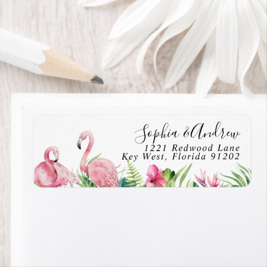 Flamingos Tropical Blume Rücksendeadresse (Insitu)