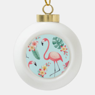 Flamingos Tropical Blume Wasserfarbenes Muster Keramik Kugel-Ornament