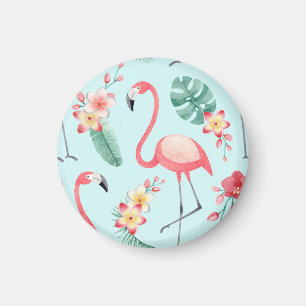 Flamingos Tropical Blume Wasserfarbenes Muster Magnet