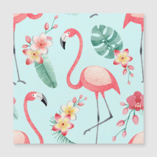 Flamingos Tropical Blume Wasserfarbenes Muster Magnetkarte
