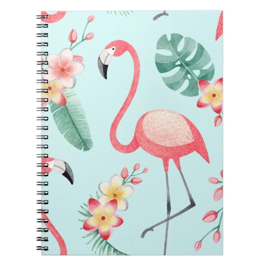 Flamingos Tropical Blume Wasserfarbenes Muster Notizblock (Vorderseite)