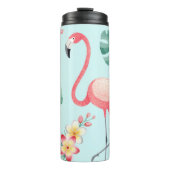 Flamingos Tropical Blume Wasserfarbenes Muster Thermosbecher (Vorderseite)