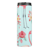 Flamingos Tropical Blume Wasserfarbenes Muster Thermosbecher (Rückseite)