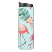 Flamingos Tropical Blume Wasserfarbenes Muster Thermosbecher (Nach rechts gedreht)