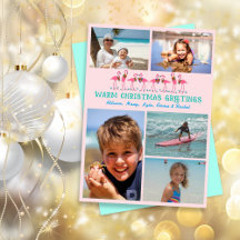 Flamingos Tropical Christmas Foto Collage Pink