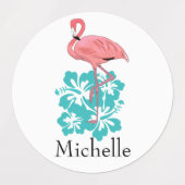 Flamingos Tropical Hibiskus Custom Personalisiert Etiketten (Design 2)