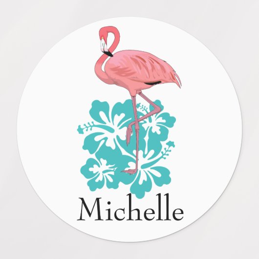Flamingos Tropical Hibiskus Custom Personalisiert Etiketten (Design 2)