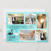 Flamingos Tropical Wedding Foto Collage Vielen Dan Dankeskarte (Vorderseite)