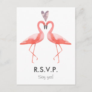 Flamingos tropische Hochzeitsstichtraffer-RSVP-Pos Einladungspostkarte