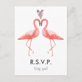 Flamingos tropische Hochzeitsstichtraffer-RSVP-Pos Einladungspostkarte