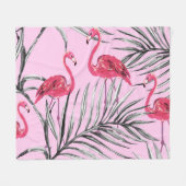 Flamingos, tropische Wasserfarbe Vintage Muster. Fleecedecke (Vorderseite (Horizontal))