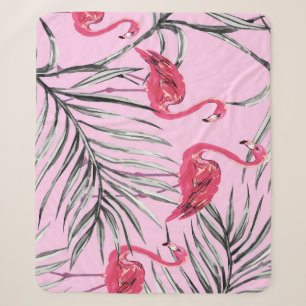 Flamingos, tropische Wasserfarbe Vintage Muster. Sherpadecke