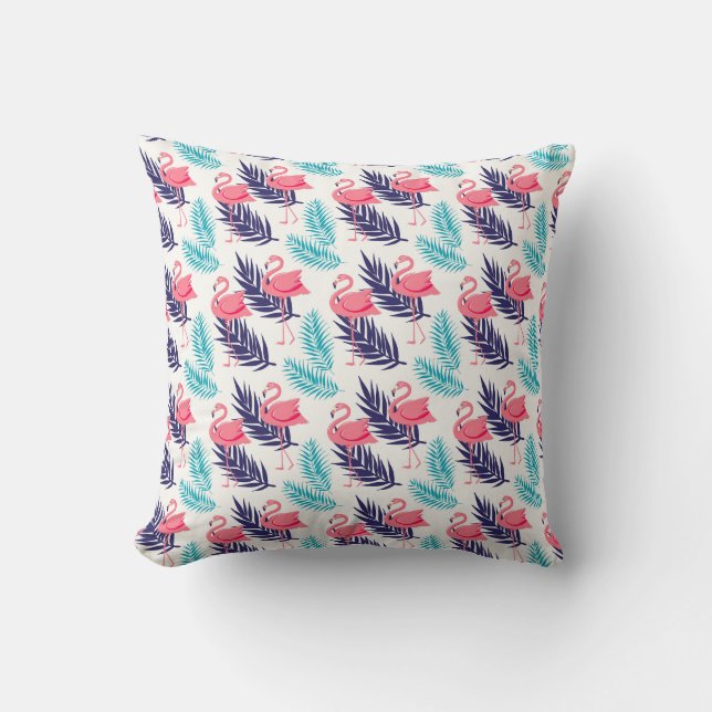 Flamingos Tropisches Muster Kissen (Vorderseite)