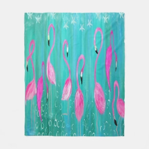 Flamingos tropisches Thema Küste Fleecedecke