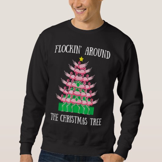 Flamingos um die Weihnachtsbaumlichter Sweatshirt (Vorderseite)