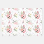 Flamingos und Blume - Papierblätter Geschenkpapier Set (Vorderseite)