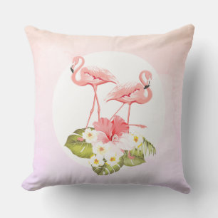 Flamingos und Blume tropisch Kissen