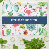 Flamingos und farbenfrohe tropische Muster Geschirrtuch (Gefaltet)