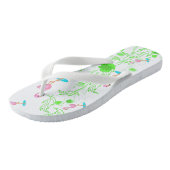 Flamingos und grüne Reben Badesandalen (Schrägansicht)