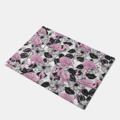 Flamingos und Hibiskus Blume Fußmatte (Schrägansicht)