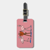 Flamingos und Huhn mit rosa Hintergrund Gepäckanhänger (Vorderseite vertikal)