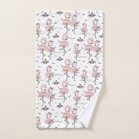 Flamingos und Krebs Badhandtuch Set (Handtuch)