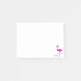 Flamingos und Monogram auf Weiß Post-it Klebezettel